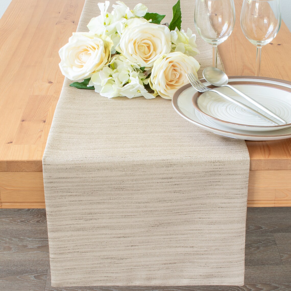 Taupe Long Table Runner 108 Inches Long for Dining Kitchen Etsy