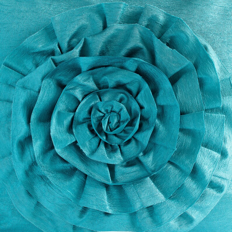 Light Teal Flower Throw Pillow Cover 16x16 inch 3D Rose Etsy