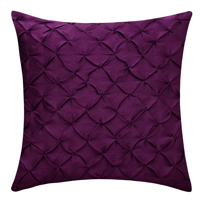 Plum Throw Pillow Cover Pinch Pleat Textured Pillow Etsy