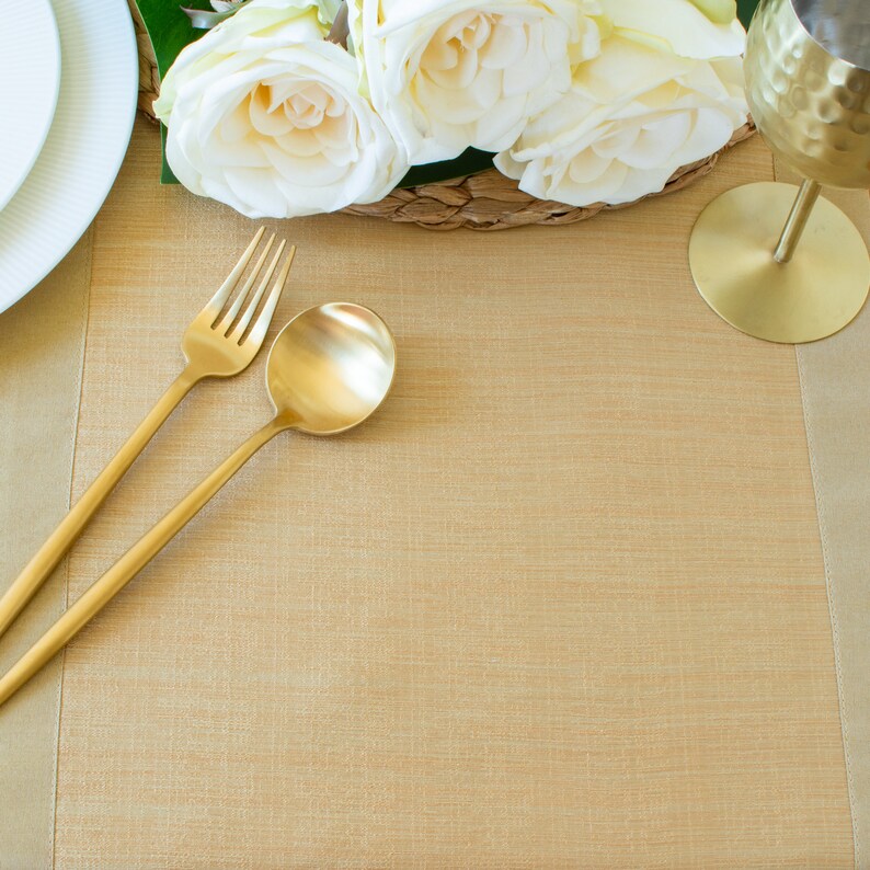 Gold Dining Table Runner 72 inches long V Ends For Etsy