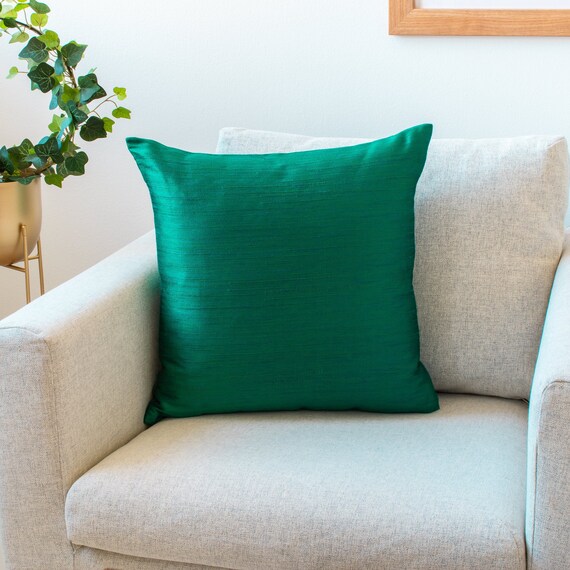 Emerald Green Euro Shams 26x26 Inch Faux Silk Wth Slub Etsy
