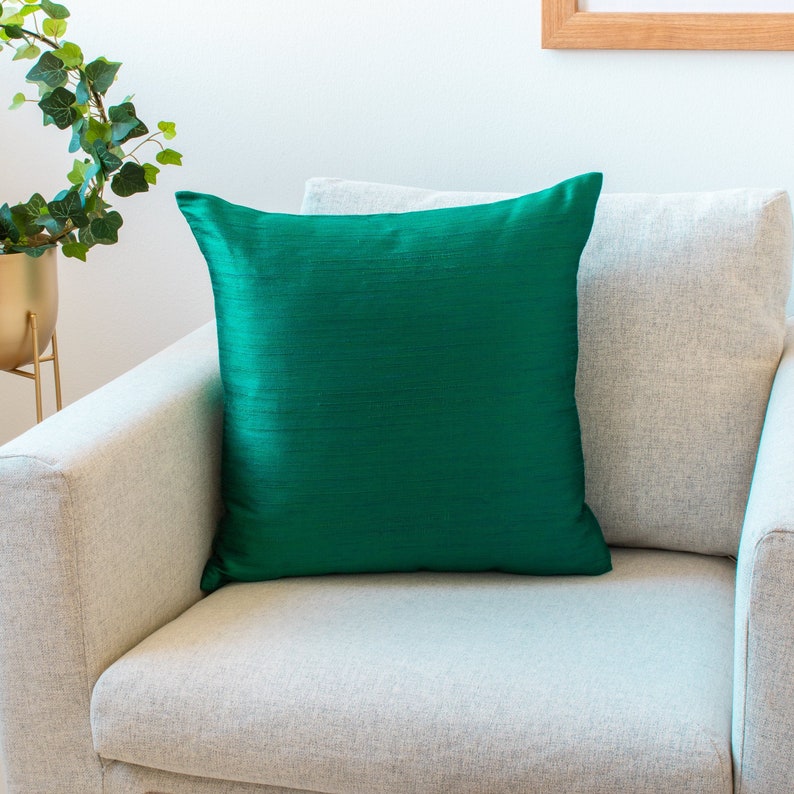 Emerald Green Euro Shams 26x26 Inch Faux Silk Wth Slub Etsy