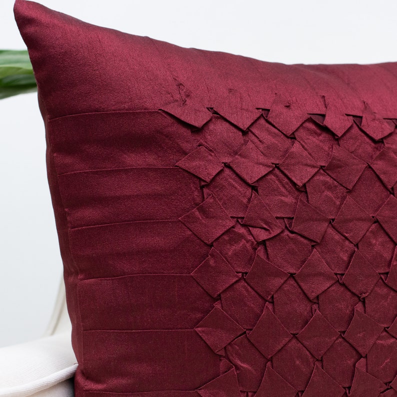 Maroon Throw Pillow Covers 16x16 inch Box Pleated Etsy
