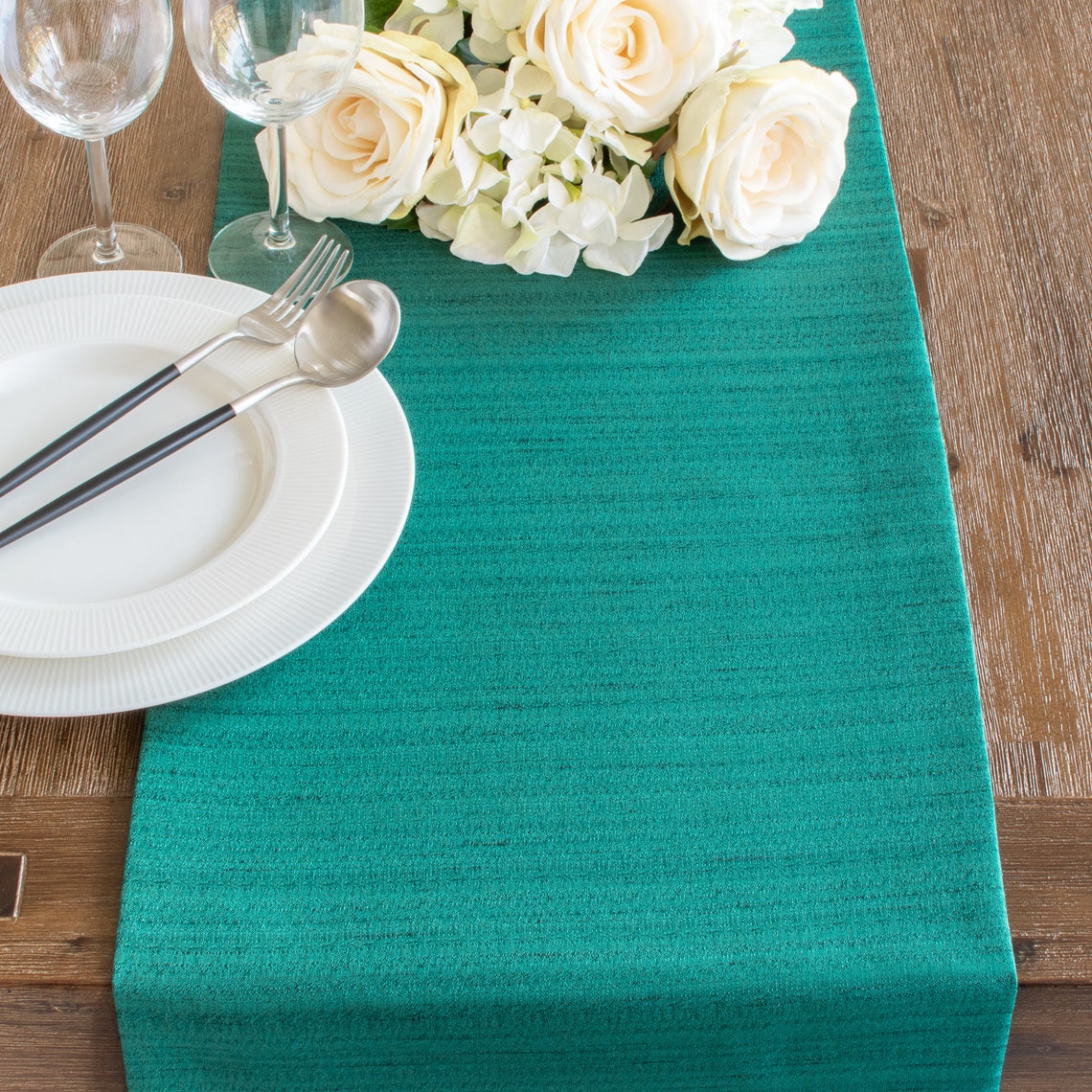 Dark Teal Long Table Runner 108 Inches Long for Dining Etsy