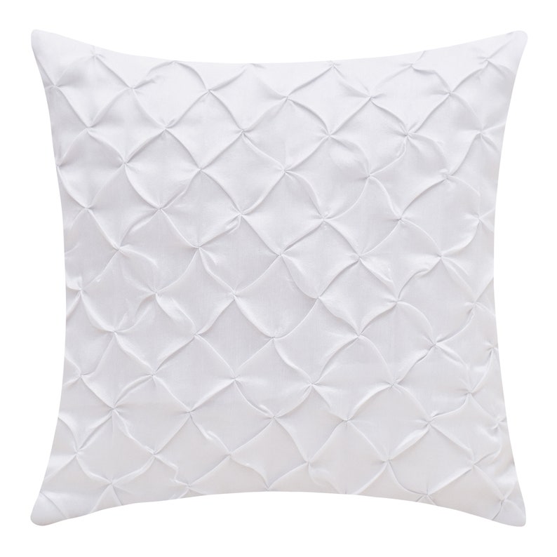 White Throw Pillow Cover Pinch Pleat Textured Pillow Etsy
