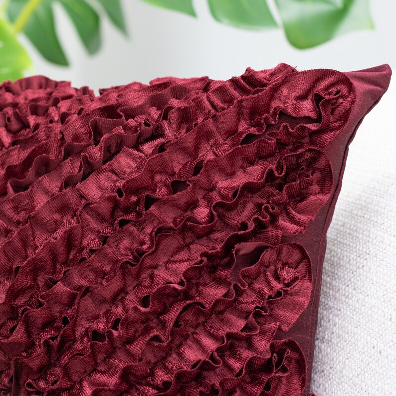 Maroon Textured Euro Sham Pillow Cover with Ruffles 26x26 Etsy
