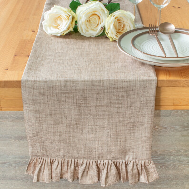 Natural Color Dresser Scarf With Ruffles 48 inch Long Runner Etsy