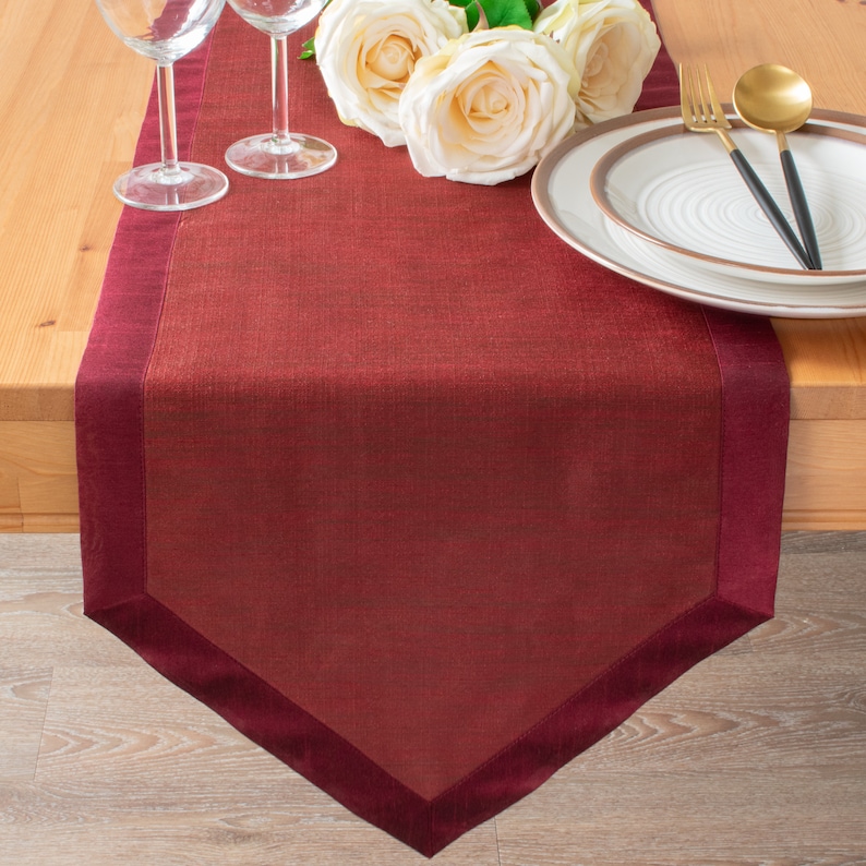 Brick Red Side Table Runners 36 Inch Long V Ends for Etsy