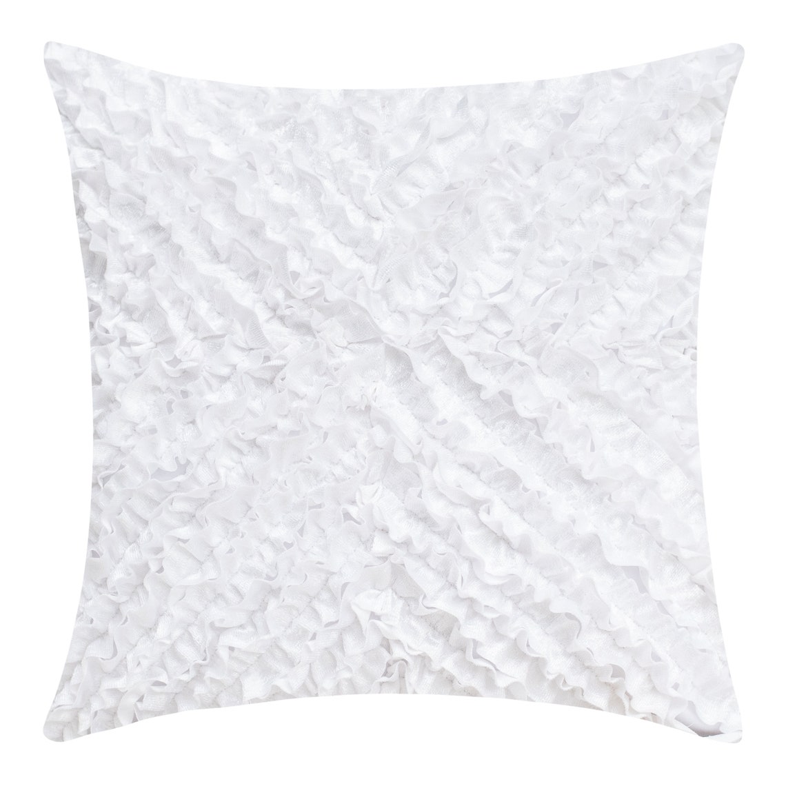 White Textured Euro Sham Pillow Cover With Ruffles 26x26 Etsy