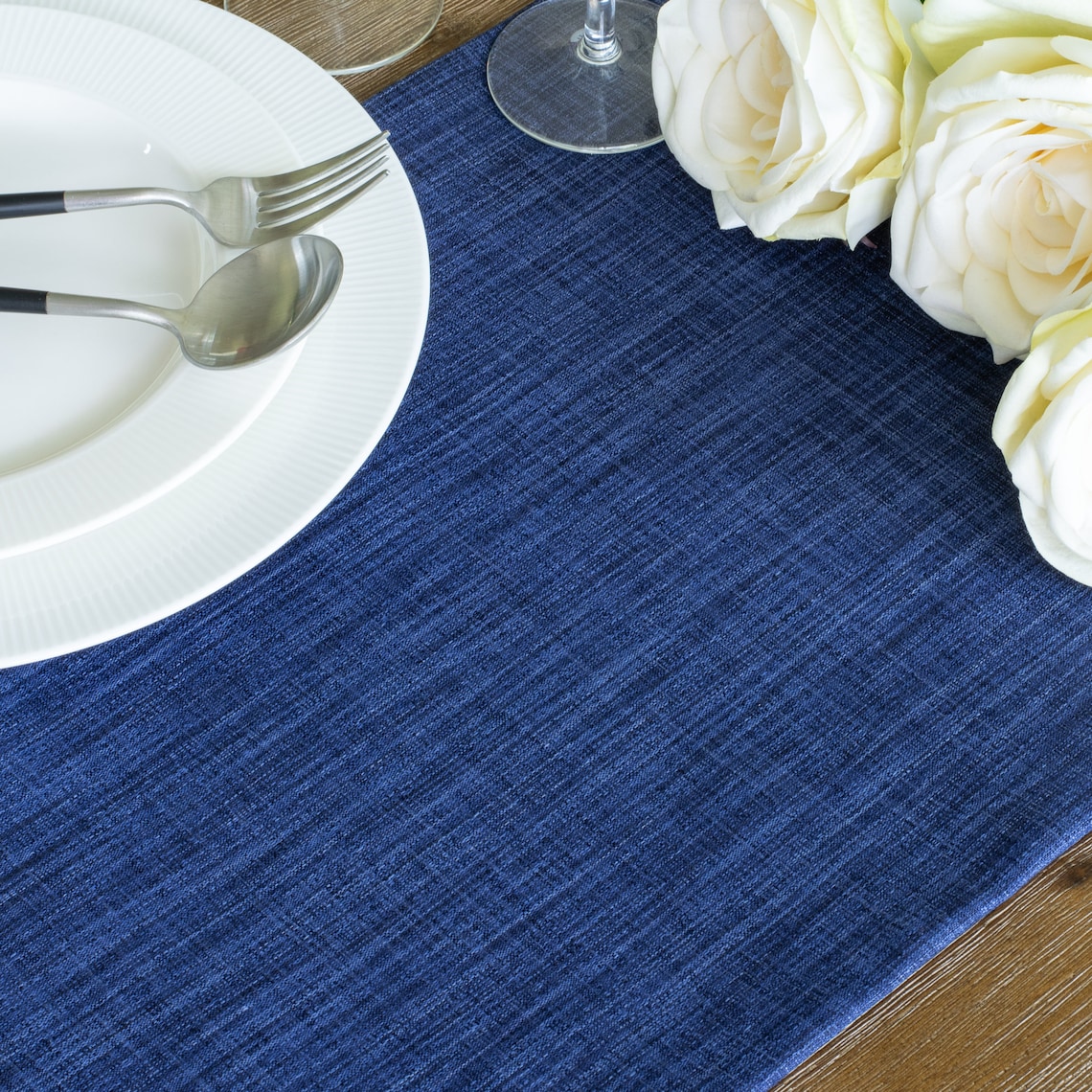 Dark Blue Dresser Scarf With Ruffles 48 Inch Long Runner for Etsy