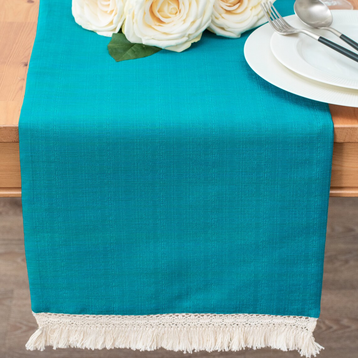 Turquoise Long Table Runner 120 inches long Macrame Crochet Etsy