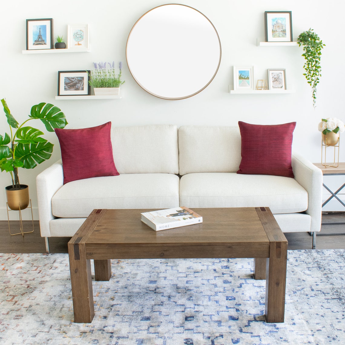 Burgundy Decorative Pillow Cover 22x22 inch for Sofa Couch Etsy