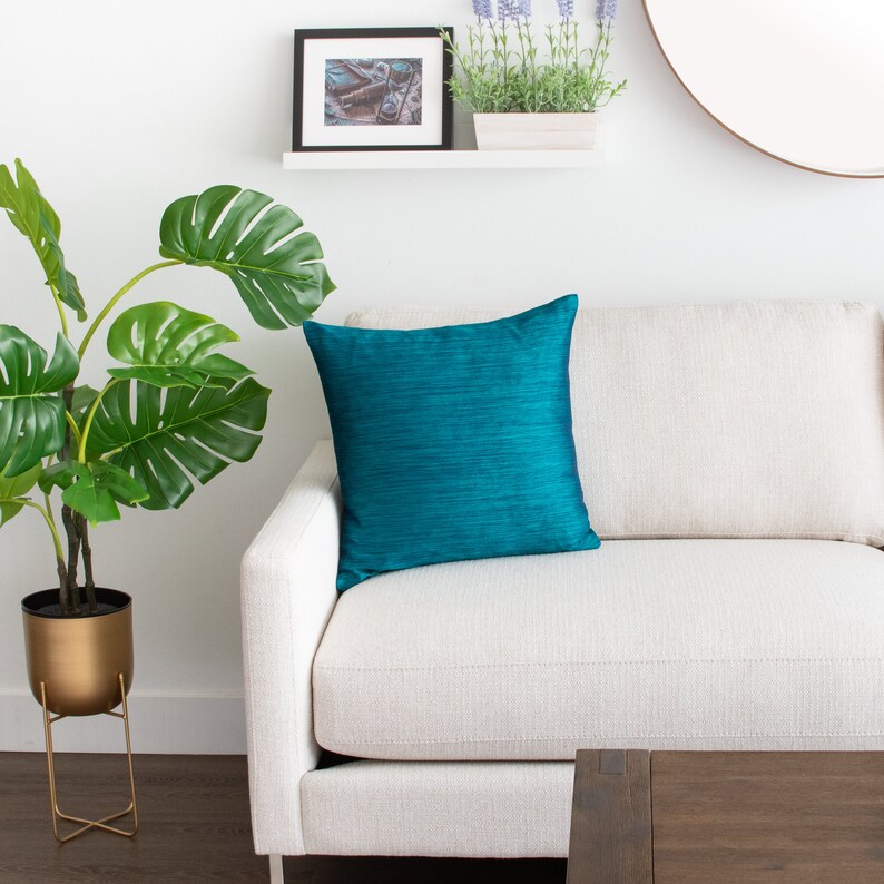 Teal Blue Decorative Pillow Cover 22x22 Inch for Sofa Couch Etsy