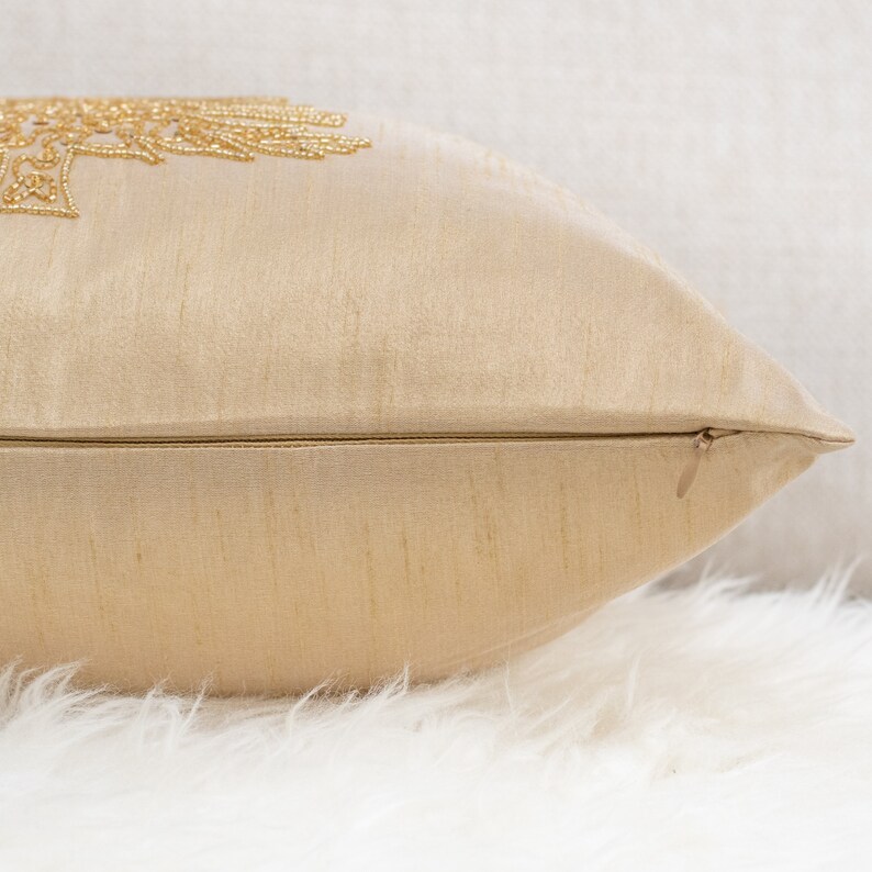 Gold Christmas Tree Pillow Embroidered Pillow Cover 12x12 Etsy