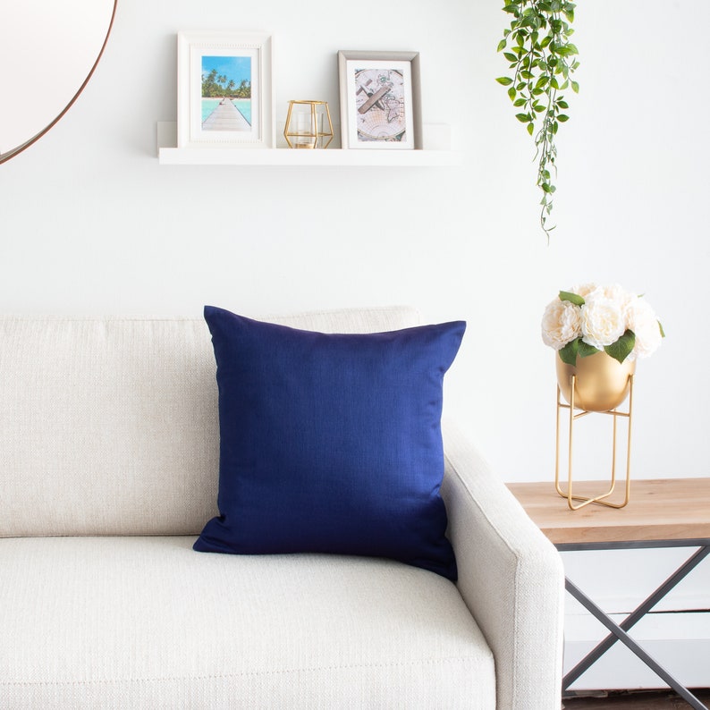 Dark Blue Decorative Pillow Cover 22x22 Inch for Sofa Couch Etsy