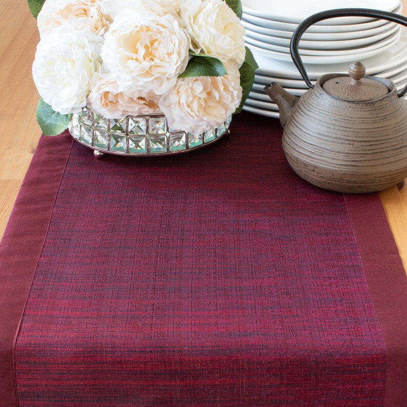 Burgundy Extra Long Table Runner 144 Inches V Ends for Etsy