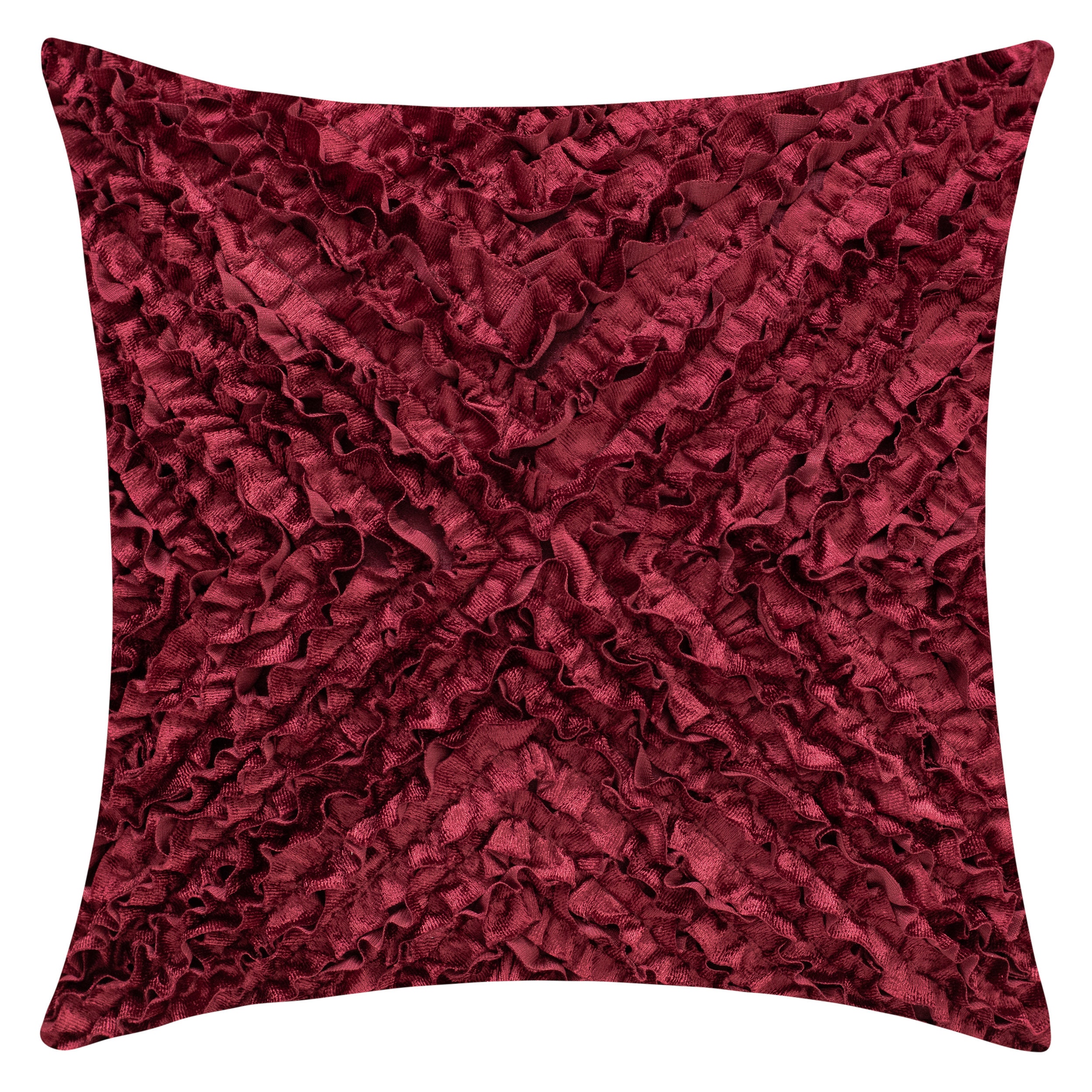 Maroon Textured Throw Pillow Cover with Ruffles 18x18 inch Etsy