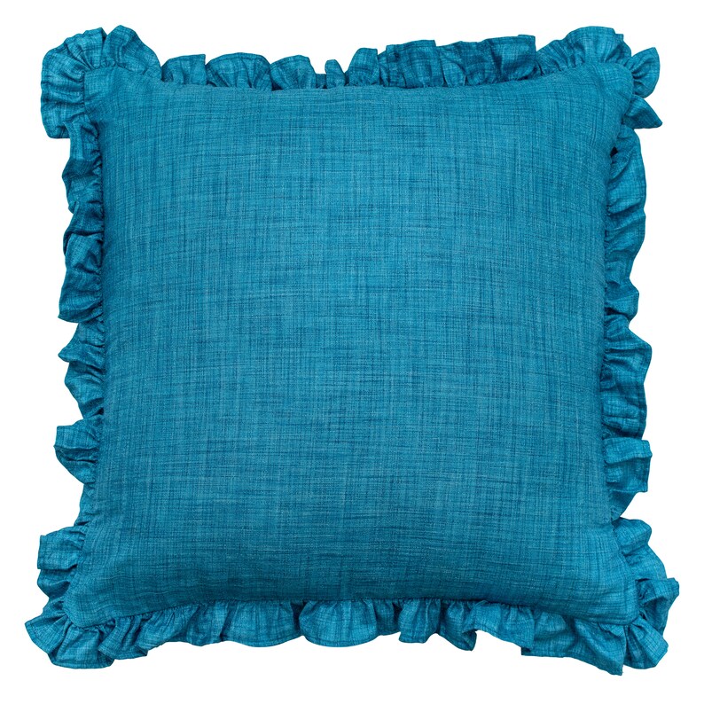 Turquoise Solid Euro Sham Pillow Cover With Frills 26x26 Etsy