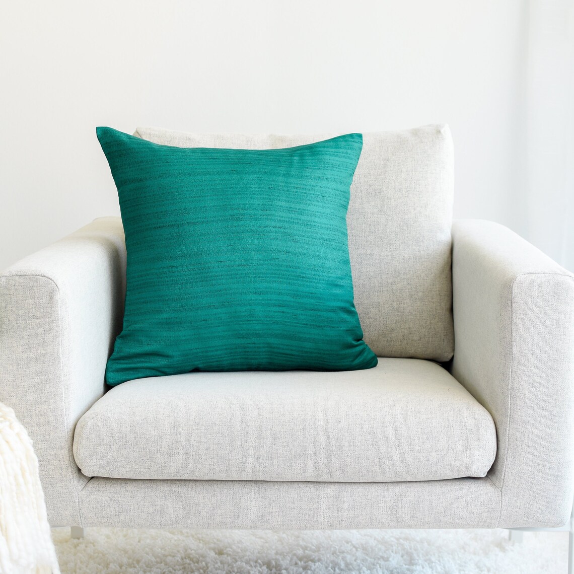 Dark Teal Throw Pillow Cover Minimalist Contemporary Etsy
