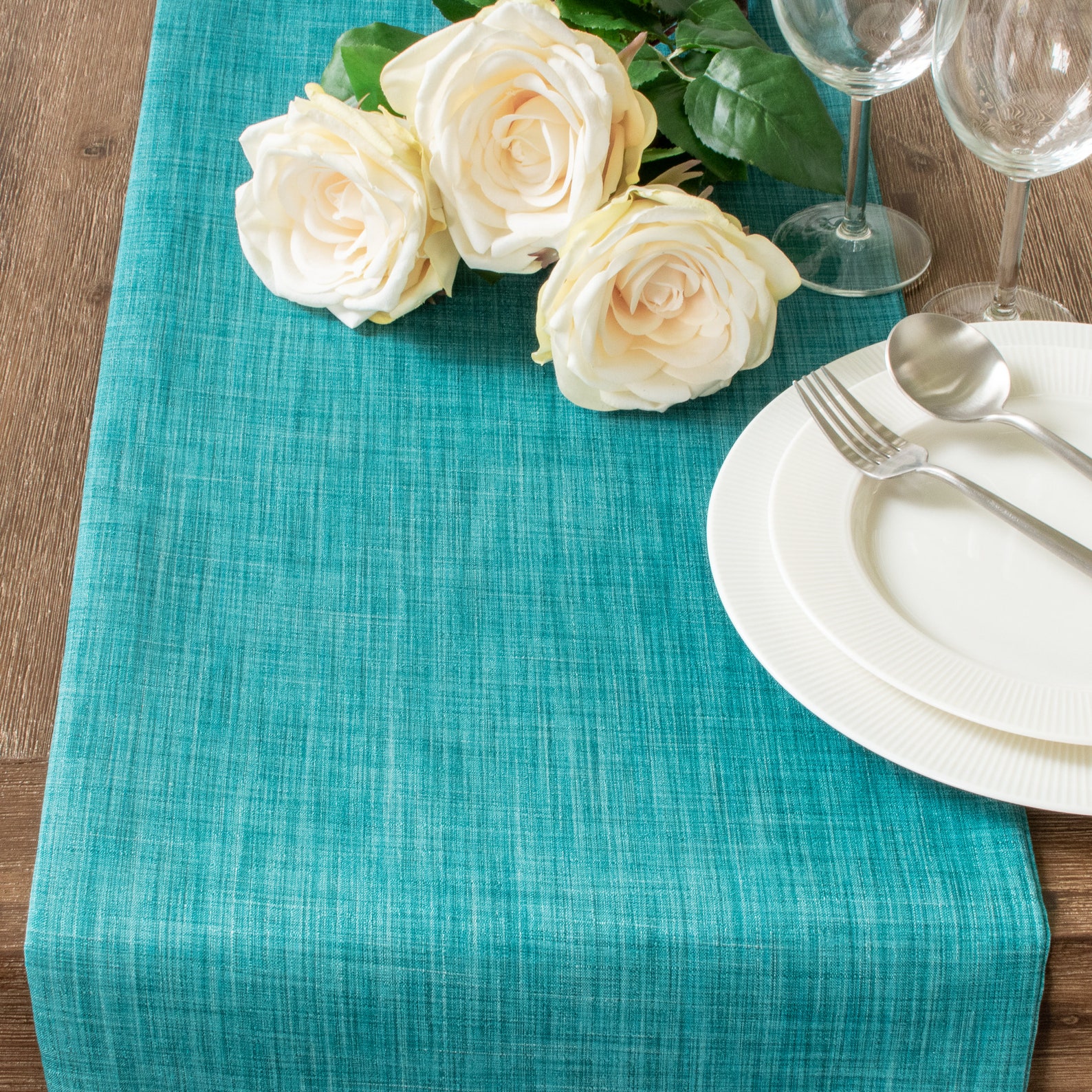 Teal Long Table Runner 108 inches long For Dining Kitchen Etsy