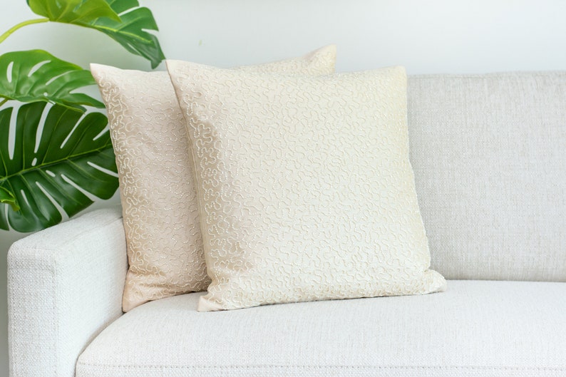 Cream Accent Pillow Cover 14x14 inch Embroidered Etsy