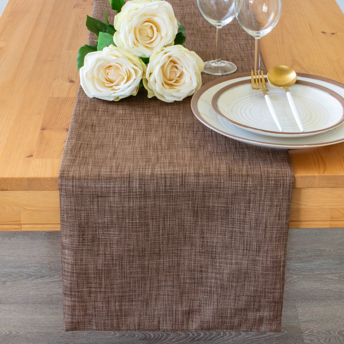 Brown Side Table Runners 36 Inch Long Dresser Scarf for Etsy