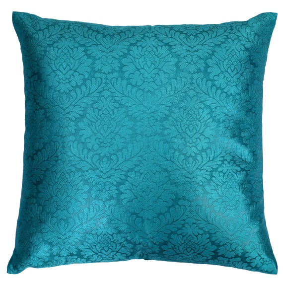 Teal Pillows Pillow Cover Damask Sofa Pillows Designer Etsy