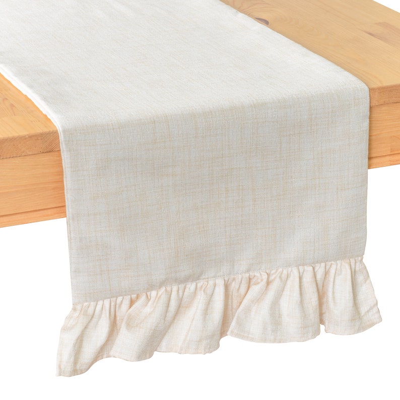Ivory Extra Long Table Runner With Ruffles 120 Inches for Etsy