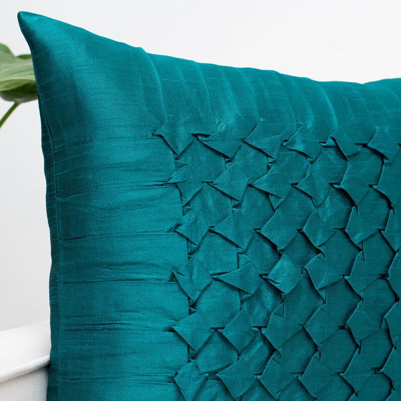 Dark Teal Pillow Covers 18x18 inch Box Pleated Decorative & Etsy