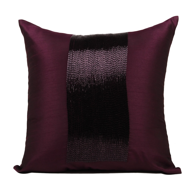 Plum Decorative Pillow Cover with Beading Etsy
