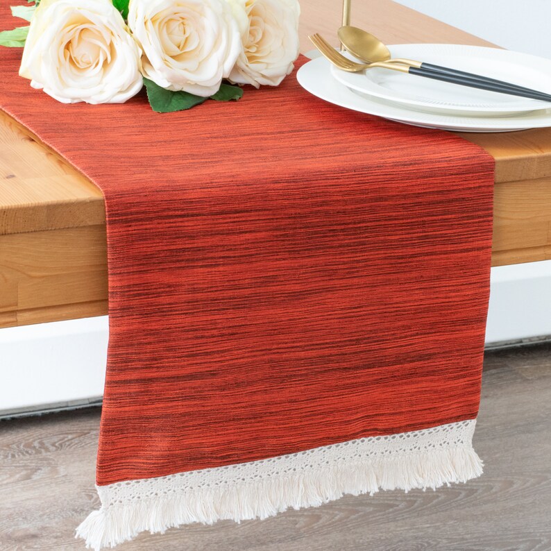 Orange Dining Table Runner 72 Inches Long Macrame Crochet Etsy