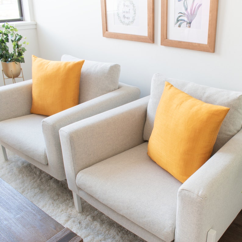 Mango Yellow Accent Pillow Covers 22x22 inch Faux Silk wth Etsy