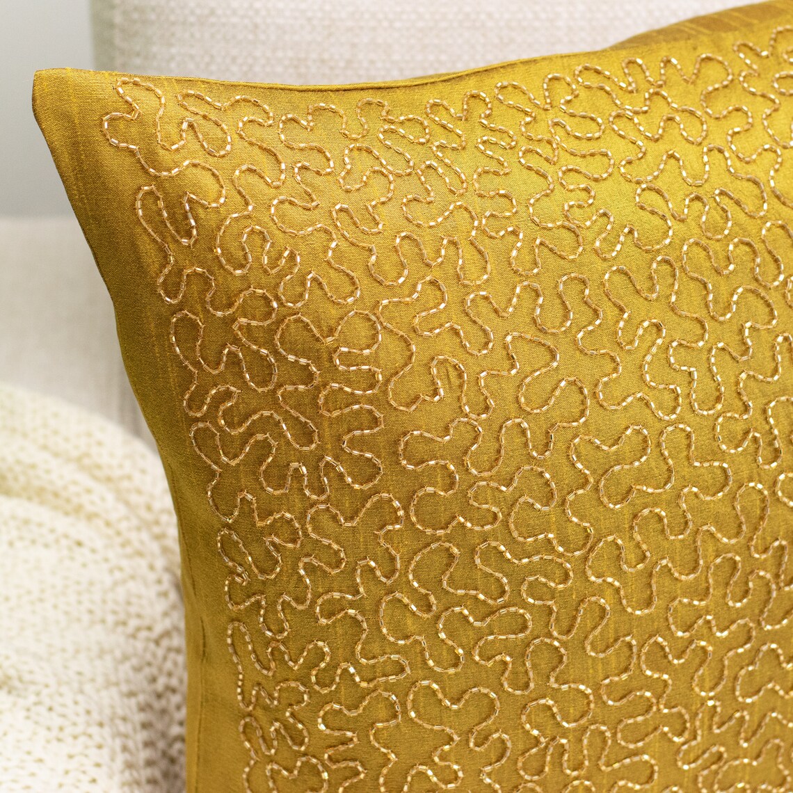 Mustard Yellow Euro Sham Covers 26x26 Inch Embroidered Etsy