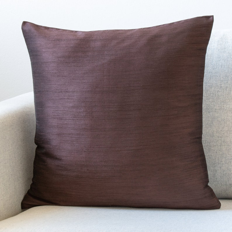Dark Brown Accent Pillow Covers 22x22 inch Faux Silk wth Etsy