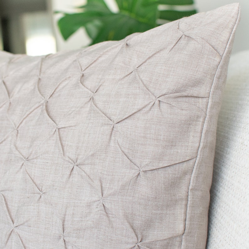 Faux Linen Accent Throw Pillow Cover Oatmeal Color 18x18 Etsy