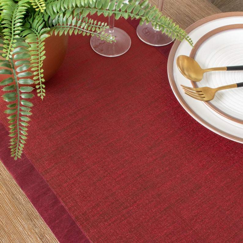 Brick Red Side Table Runners 36 Inch Long V Ends for Etsy