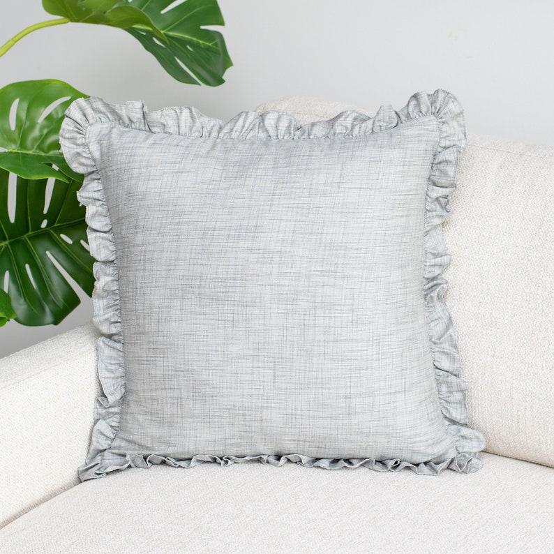 Grey Solid Euro Sham Pillow Cover with Frills 26x26 inch Etsy