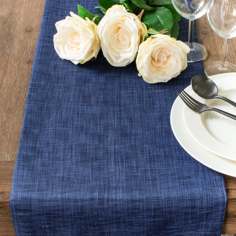 Dark Blue Extra Long Table Runner 144 Inches for Dining Etsy
