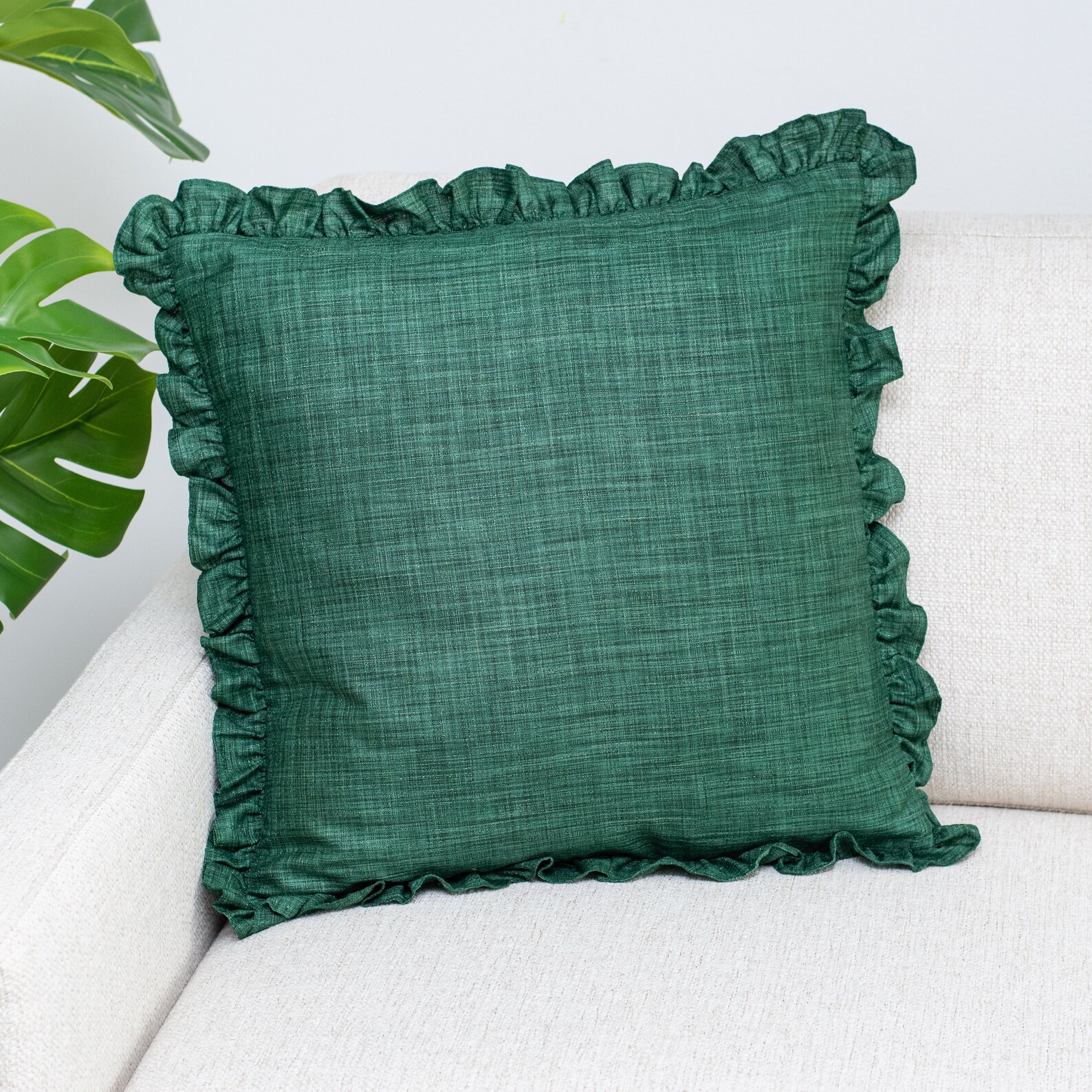 Emerald Green Cushion Cover Solid Frills 20x20 inch for Etsy