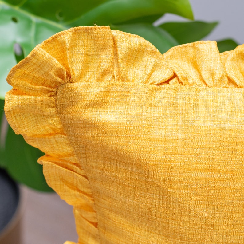 Yellow Solid Euro Sham Pillow Cover with Frills 26x26 inch Etsy