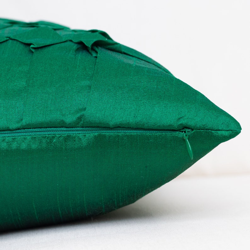 Emerald Green Throw Pillow Covers 16x16 inch Box Pleated Etsy