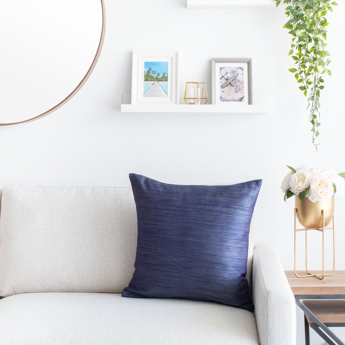 Dark Blue Euro Sham Pillow Cover 26x26 Inch Luxurious Etsy