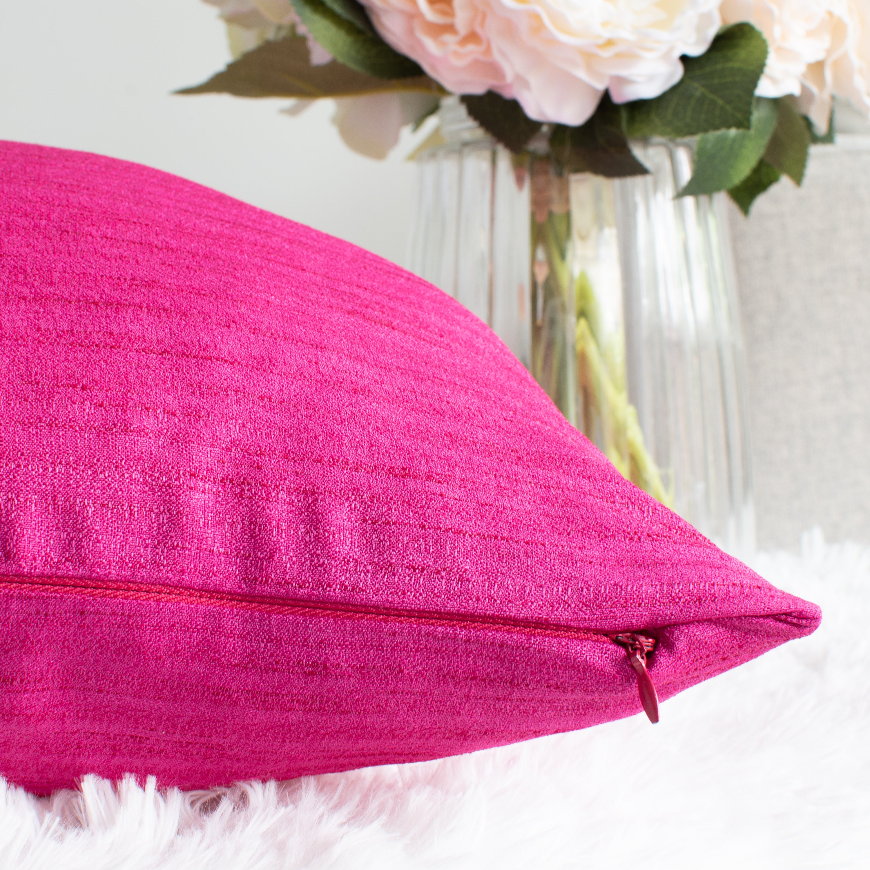 Fuschia Pink Throw Pillow Cover Minimalist Contemporary Etsy