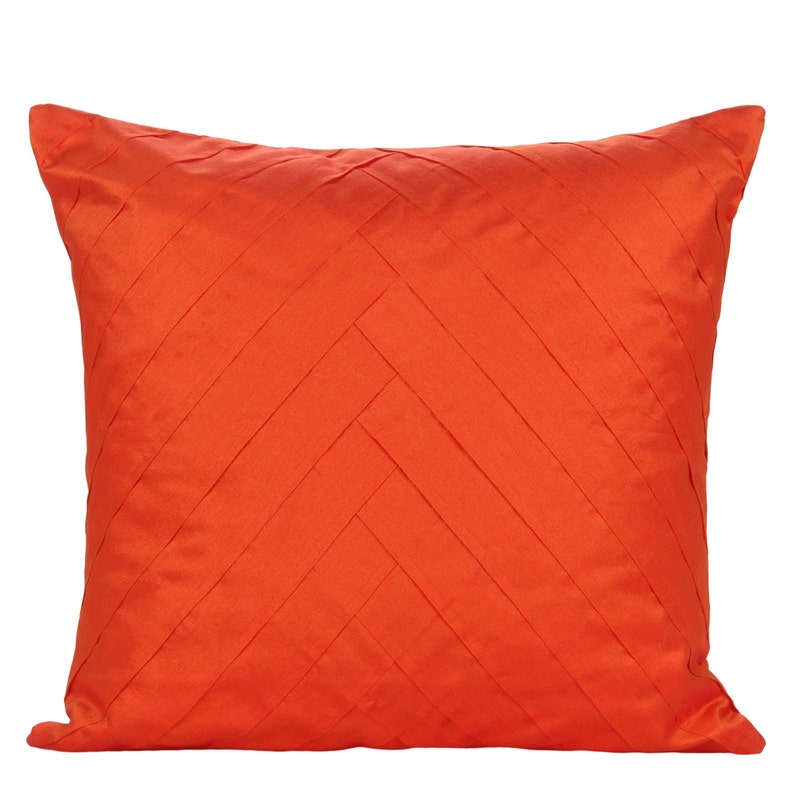 Orange Throw Pillow Cover Pleated and Textured Etsy