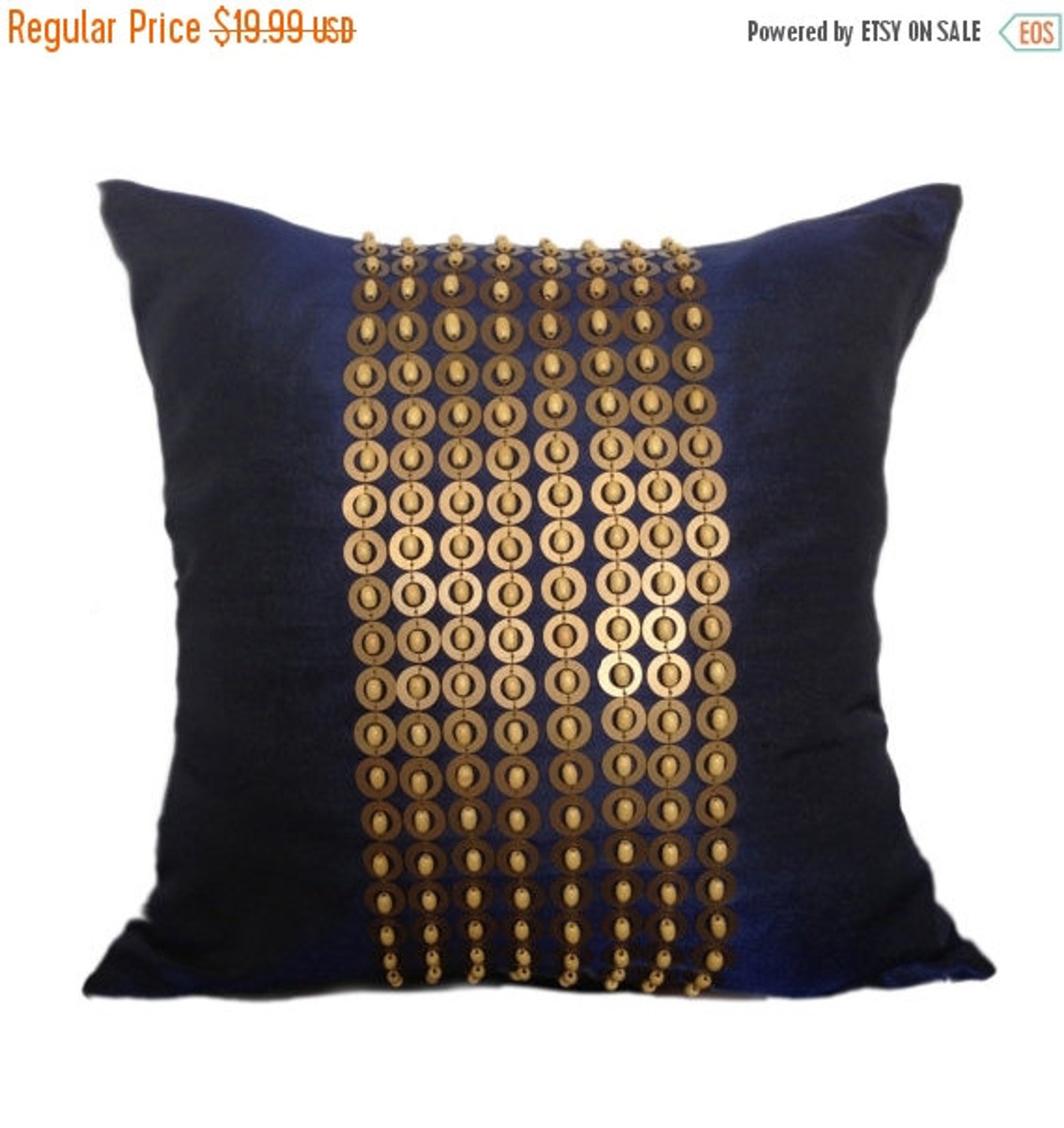 Navy Gold Pillow Cover Etsy