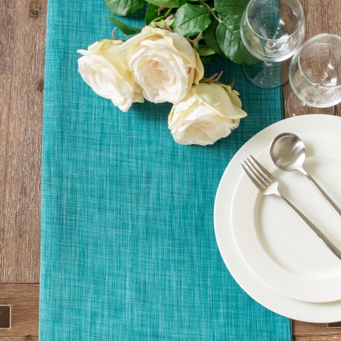 Teal Long Table Runner 108 inches long For Dining Kitchen Etsy