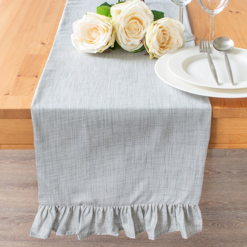 Grey Dresser Scarf With Ruffles 48 Inch Long Runner for Etsy