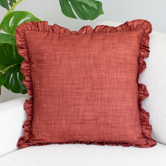 Rust Solid Throw Pillow Cover with Rectangle throw pillow rusty red gold