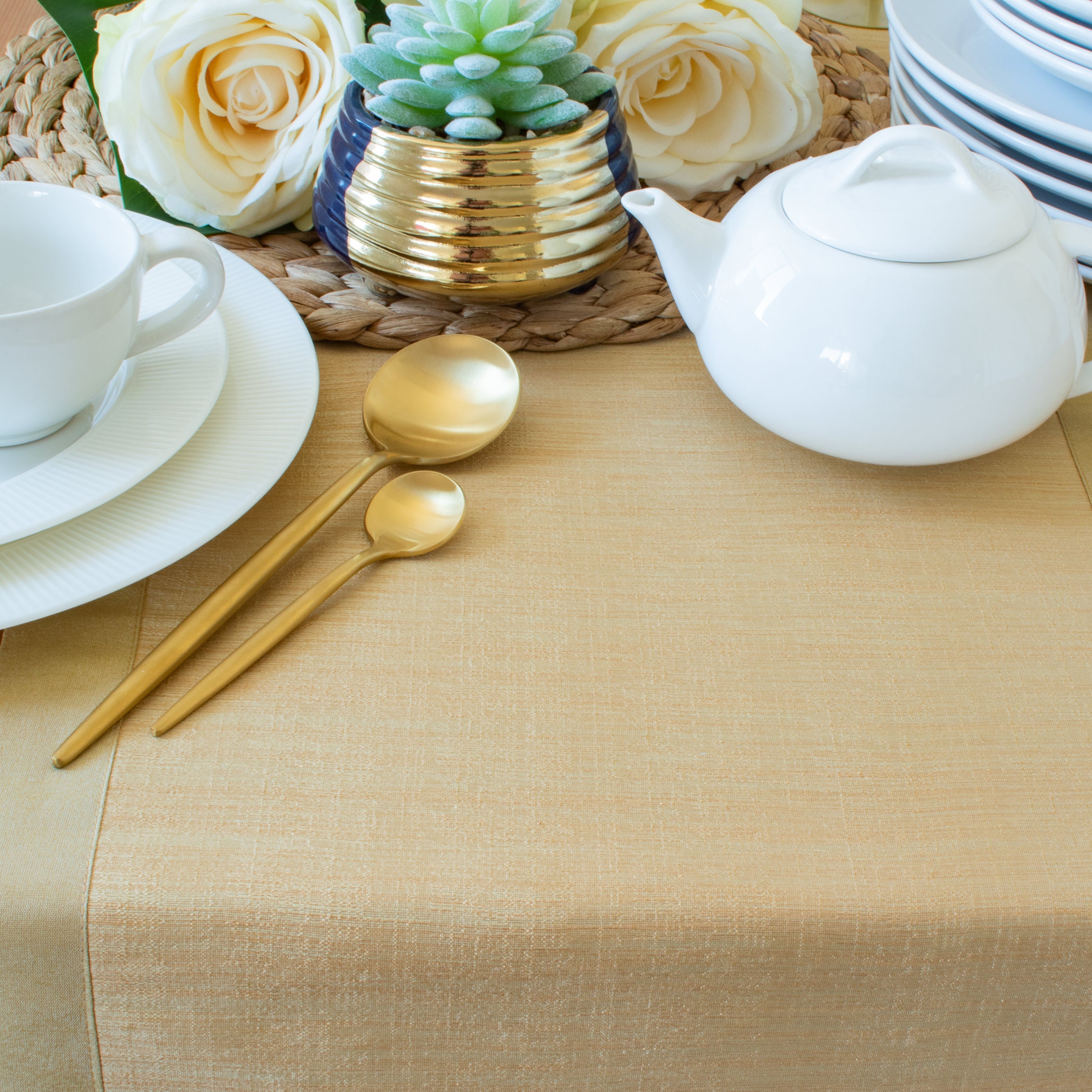 Gold Long Table Runner 120 inches long V Ends For Etsy