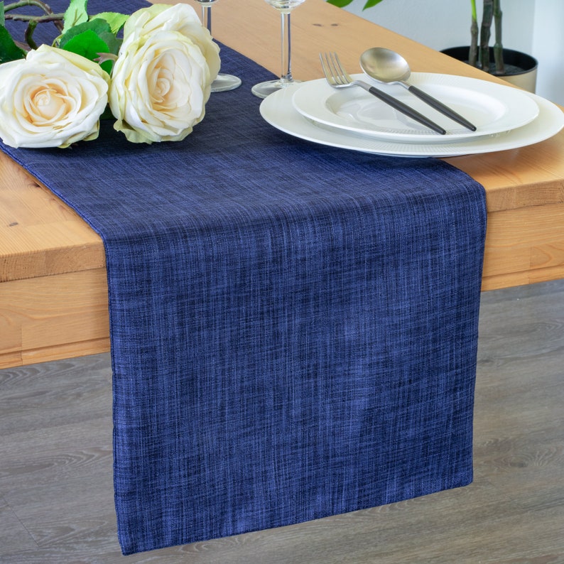 Dark Blue Extra Long Table Runner 144 Inches for Dining Etsy